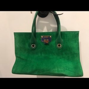 Jimmy Choo green suede bag